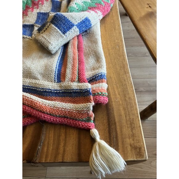 Lauren Ralph Lauren Knit Cardigan Sweater Shawl Wool Western Aztec Size S/M - Picture 3 of 10